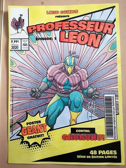 La couverture du professeur Leon mis en couleur par l'élève